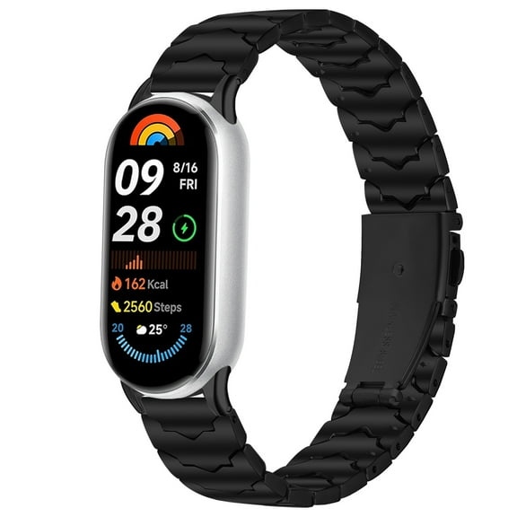 XIHAMA 12mm Stainless Steel Watch Band for Women, Compatible with Xiaomi Smart Band 8/9/10, Metal Replacement Bracelet with Secure Clasp in Black/Silver/Rose Gold/Gold