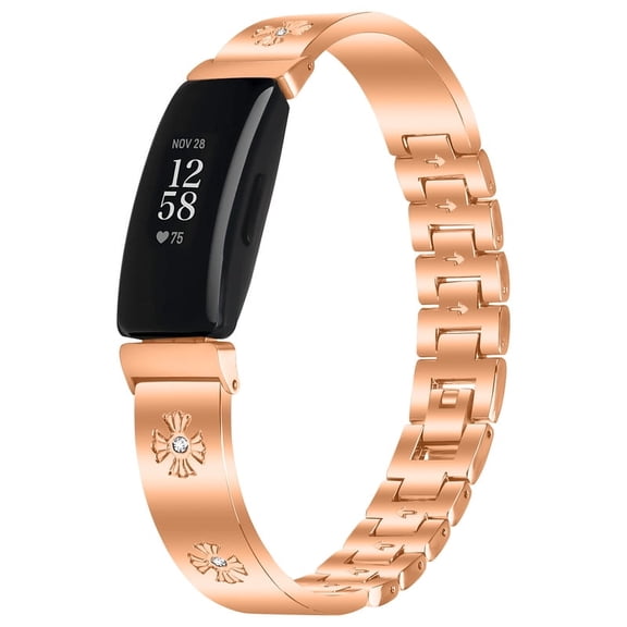 XIHAMA Daisy with Crystals Metal, Compatible with Fitbit Inspire HR Wristwatch Bands, 14mm
