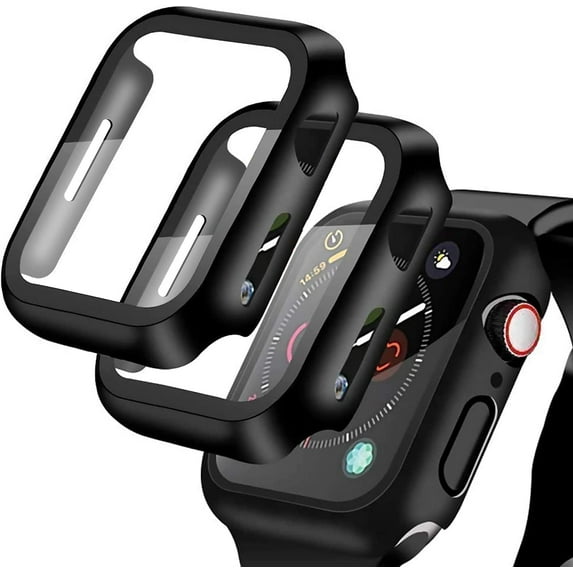 XIHAMA [2 Pack Compatible for Apple Watch 42mm Series 3/2/1 Tempered Glass Screen Protector with Hard Clear Case, Full Coverage Easy Installation Bubble-Free Cover for iWatch Accessories