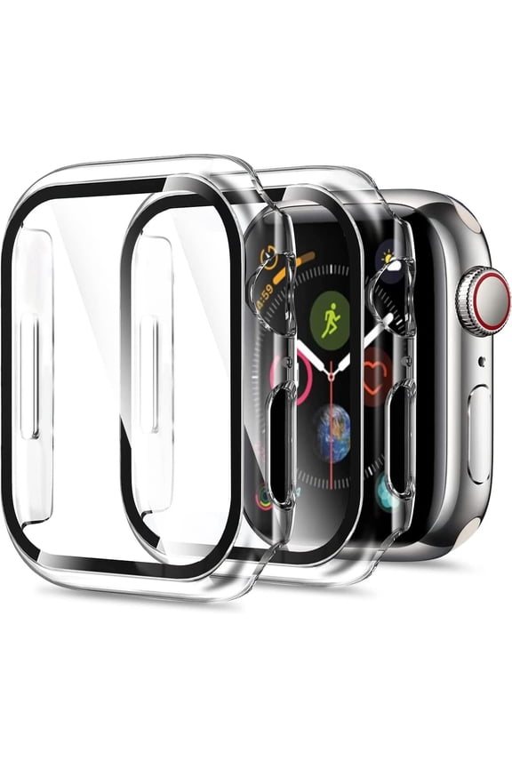 [2 Pack Compatible for Apple Watch 42mm Series 3/2/1 Tempered Glass Screen Protector with Hard Clear Case, Full Coverage Easy Installation Bubble-Free Cover for iWatch Accessories