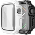 thumbnail image 1 of XIHAMA 2 Pack Rugged Case Compatible for Apple Watch 42mm Series SE/6/5/4 with Tempered Glass Screen Protector, Military All Around Hard TPU Protective Cover Case Shockproof Bumper for iWatch Men, 1 of 7