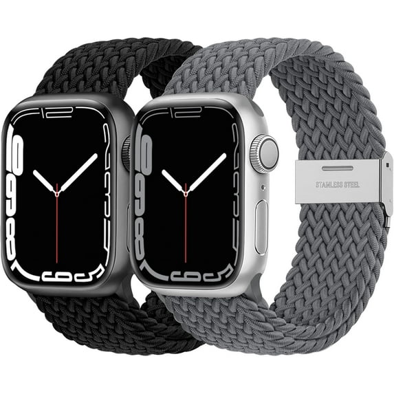 XIHAMA 2 Pack Stretchy Solo Loop Compatible with Apple Watch Band 38mm 40mm 41mm 42mm 44mm 45mm 46mm 49mm Women Men, Braided Sport Strap Wristband for iWatch Series 10/9 8/7/6/5/4/3/SE Ultra/Ultra2