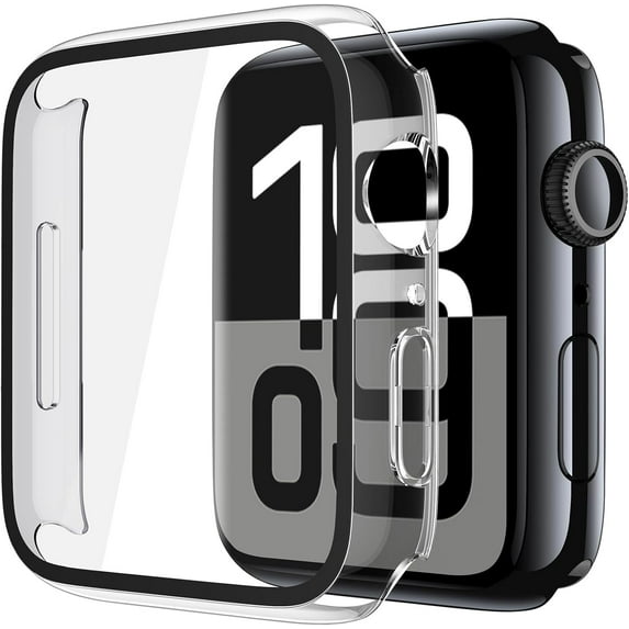 XIHAMA 2 Pack Tempered Glass Case Compatible for Apple Watch Series 10 (2024) 42mm, Hard PC Screen Protector Protection Ultra-Thin Lightweight Scratch-Resistant Cover for iWatch