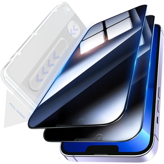 XIHAMA [2-Pack] iPhone 13 Pro Max/iPhone 14 Plus 6.7-Inch Privacy Screen Protector - Blue Light Filtering, 9H Tempered Glass Privacy Screen, [Auto-Calibration Kit], 10x Strength, Full Coverage, No Bub