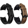 thumbnail image 1 of XIHAMA 2Pack Watch Band Compatible for Samsung Galaxy Watch 6 40mm 44mm /6 Classic 43mm 47mm Band, Hybrid of Leather and Silicone Watch Band for Galaxy Watch 6 5 4, Black&Brown, 1 of 7