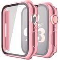 thumbnail image 1 of XIHAMA 2Pcs Hard PC Case with Tempered Glass Screen Protector for iWatch 1 to 9 Generations 38/40/41/42/44/45/49mm, Ultra-thin Anti-scratch Overall Protective Cover for iWatch1 to 9 Generations, 1 of 8