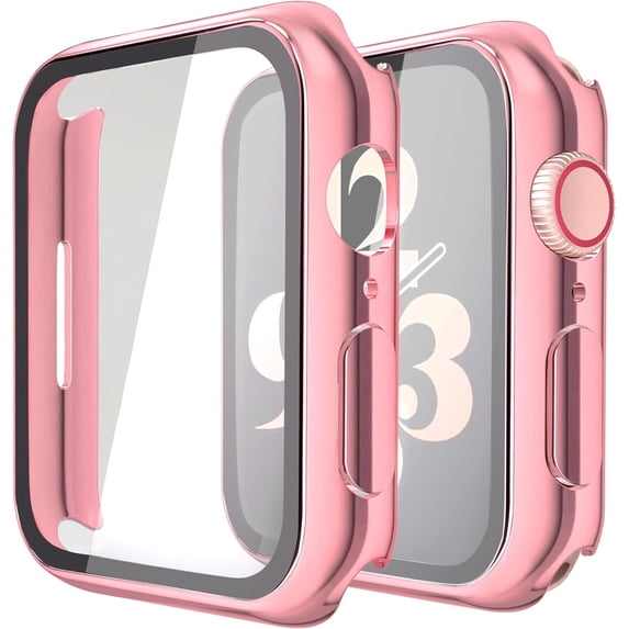 XIHAMA 2Pcs Hard PC Case with Tempered Glass Screen Protector for iWatch 1 to 9 Generations 38/40/41/42/44/45/49mm, Ultra-thin Anti-scratch Overall Protective Cover for iWatch1 to 9 Generations