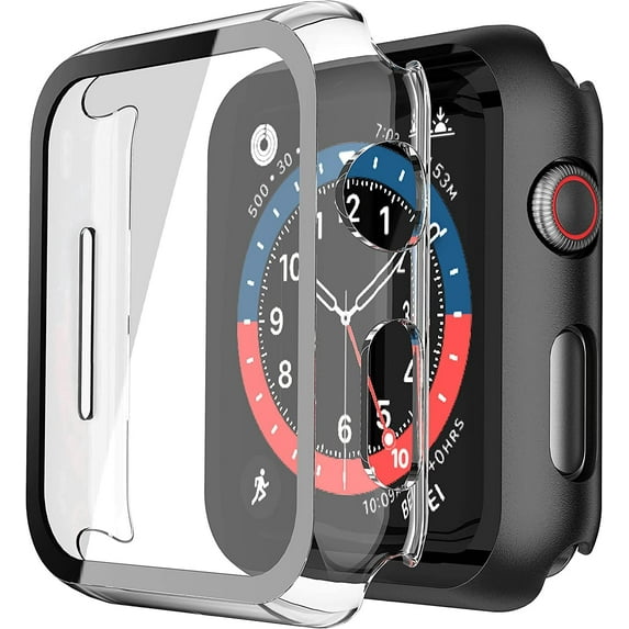 XIHAMA 2Pcs Hard PC Case for Apple Watch Series 9/8/7 45mm Tempered Glass Screen Protector, Ultra-Thin Scratch-Proof Cover for iWatch 9/8/7