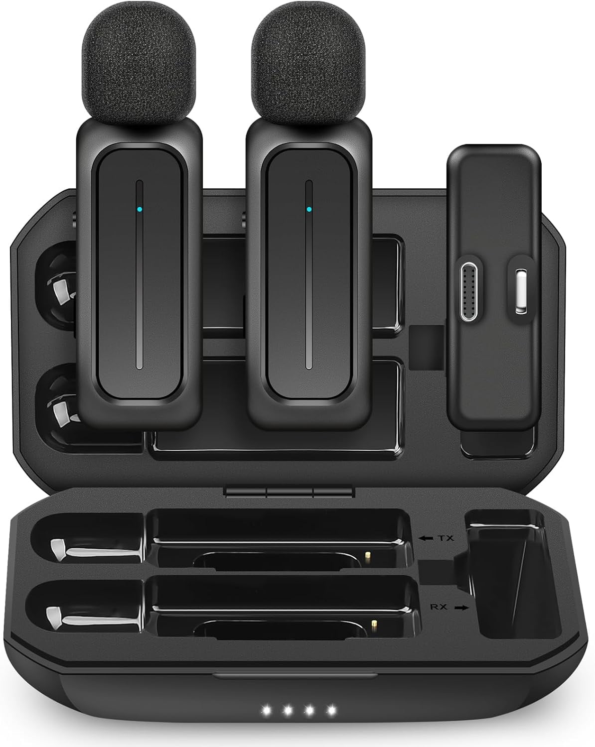 XIHAMA 2pcs Wireless Lavalier Microphone for iPhone iPad Android with Charging Case 7H Lavalier Wireless Microphone for Video Recording Vlogging, YouTube, Interview, 3 Modes Noise Cancellation
