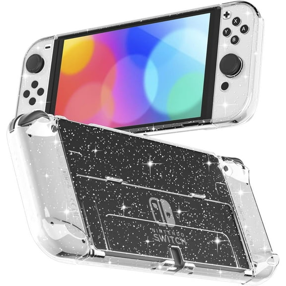 XIHAMA 3 in 1 Case for Nintendo Switch OLED, Clear Dockable Shell Compatible with Switch OLED and Joycon Controller, Comfort Grip Case with Shock-Absorption and Anti-Scratch Design