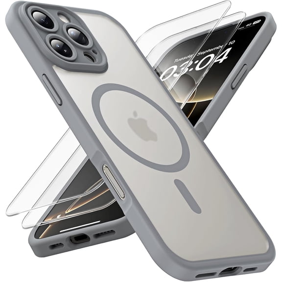 XIHAMA 3 in 1 Magnetic for iPhone 16 Pro Case, Upgraded Full Camera Protection, Compatible with Magsafe, 16FT Drop Protection, Translucent Matte Back Bumper Phone Cover 6.3-Inch