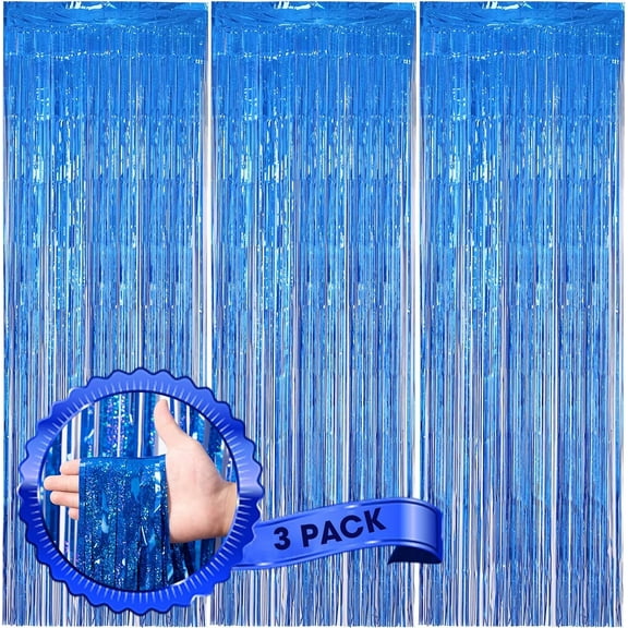 XIHAMA 3 Pack 3.3x8.2 Feet Gold Foil Fringe Backdrop Curtains, Tinsel Streamers Birthday Party Decorations, Fringe Backdrop for Graduation, Baby Shower, Gender Reveal, Disco Party