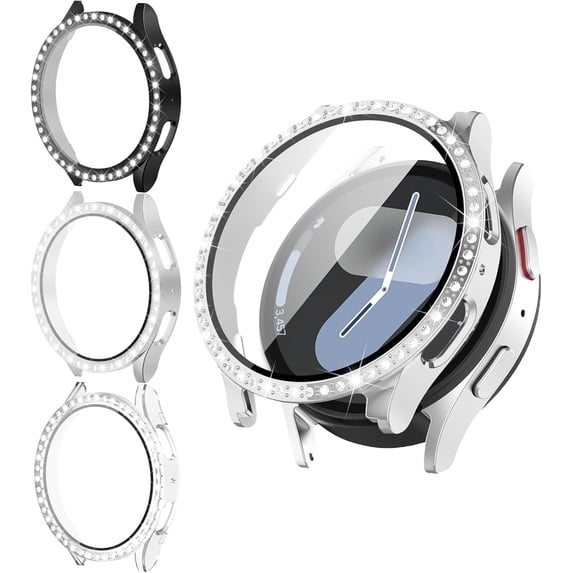 XIHAMA 3 Pack Bling Case for Samsung Galaxy Watch 7 Screen Protector 40mm 44mm for Women,Hard PC Glitter Crystal Diamond Cover Full Protection Protective Bumper for Samsung Galaxy Watch 7 Case 40 44 m