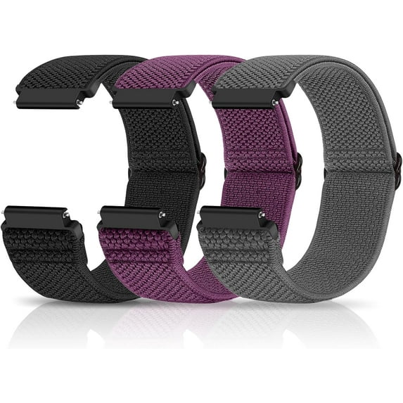 XIHAMA 3 Pack Compatible with 18mm 19mm 20mm 22mm Watch Bands Quick Release Replacement Wristband, Adjustable Stretchy Nylon Solo Loop Straps Fabric Braided Sport Elastic Bands for Men Women
