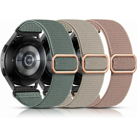 XIHAMA 3-Pack Elastic Nylon Sport Bands for Galaxy Watch 7/6/5/4/Classic/5 Pro/Active 2 (40-47mm) - Soft Adjustable Lightweight Strap