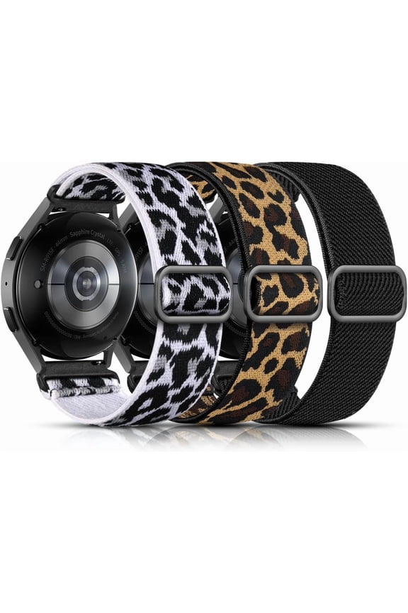 3-Pack Elastic Nylon Sport Bands for Galaxy Watch 7/6/5/4/Classic/5 Pro/Active 2 (40-47mm) - Soft Adjustable Lightweight Strap