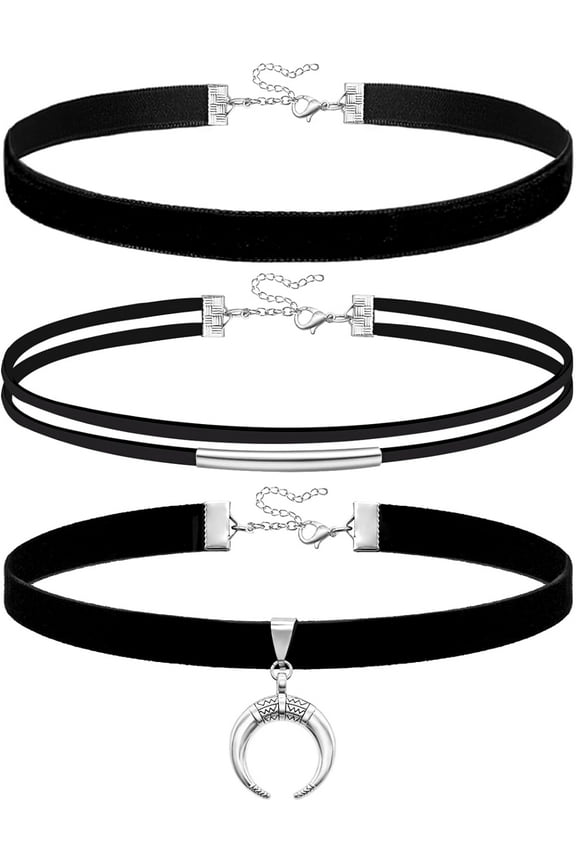 3pcs Black Choker Necklace for Women Black Velvet Choker Set Layered Black Choker Necklaces Classic Chokers for Women Adjustable Gothic Lace Black Collar Necklace for Party Cosplay Christmas Bi