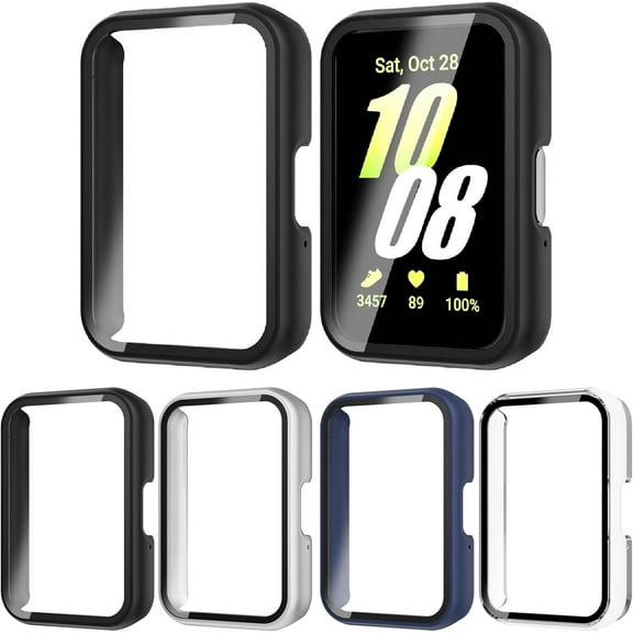 XIHAMA 4 Pack Compatible for Samsung Galaxy Fit 3 Screen Protector Case, Hard PC Protective Face Cover Replacement Bumper Accessories for Fit 3 Women Men
