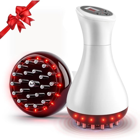 XIHAMA 4-in-1 Lymphatic Drainage Body Sculpting Massager, Heat Vibration Microcurrent Fascia Tool White