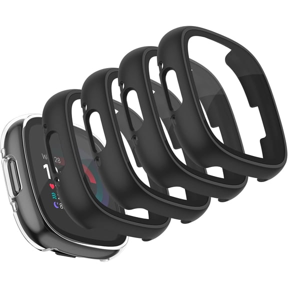 XIHAMA 4 pack Case Compatible with Fitbit Versa 4 / Fitbit Sense 2, Screen Protector Tempered Glass Full Around Hard PC Case with Sensitive Touch Film Protective