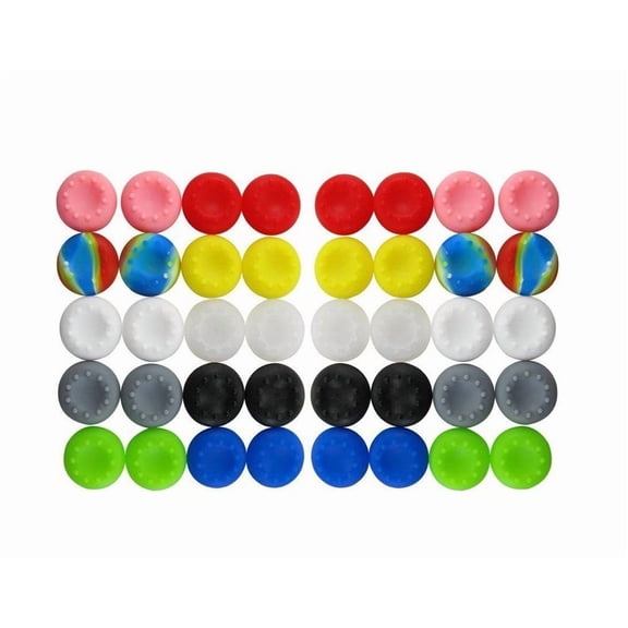 XIHAMA 40pcs Colorful Silicone Accessories Replacement Parts Thumb Grip Cap Cover For PS2, PS3, PS4, PS5, XBox 360, XBox One Controller