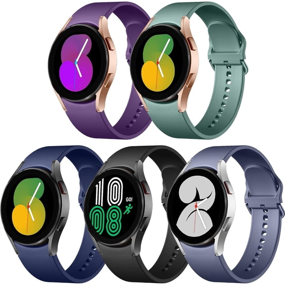 XIHAMA 5 Pack Bands Compatible with Galaxy Watch 7 6 5 4 Band 40mm 44mm/ Galaxy Watch 6 4 Classic Band 43mm 47mm 46mm 42mm/Watch 5 pro 45mm,Active 2 Band, 20mm Band Soft Silicone Sport Band Women Men
