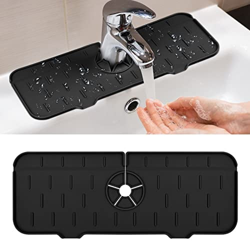 XIHAMA Anti-drip tap mat - Multifunctional absorbent for handle, kitchen and bathroom sink protector, black
