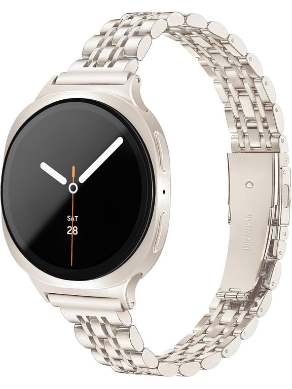 Band Compatible with Samsung Galaxy Watch 9 8 40mm 44mm/ 8 Classic 46mm,Metal bracelet with seven beads and slingshot clasp