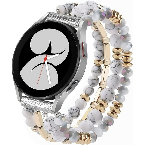 XIHAMA Beaded Boho Bracelet for Samsung Galaxy Watch 7/6/5/4 40/44mm Strap/Active 2 Watch 4 Classic 42mm Strap Women, 20mm Handmade Cute Elastic Crystal Beaded Bracelet