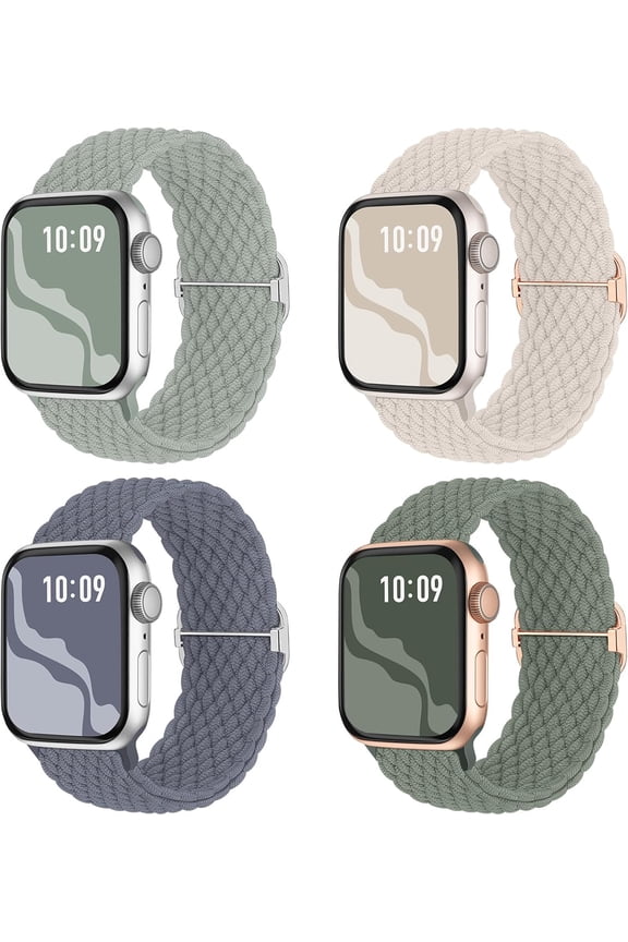 Braided Stretchy Solo Loop Compatible for Apple Watch Band 38mm 40mm 41mm 42mm 44mm 45mm 46mm 49mm for Women Men, Nylon Elastic Straps Wristbands for iWatch Series 10 9 8 7 6 SE 5 4 3 Ultra