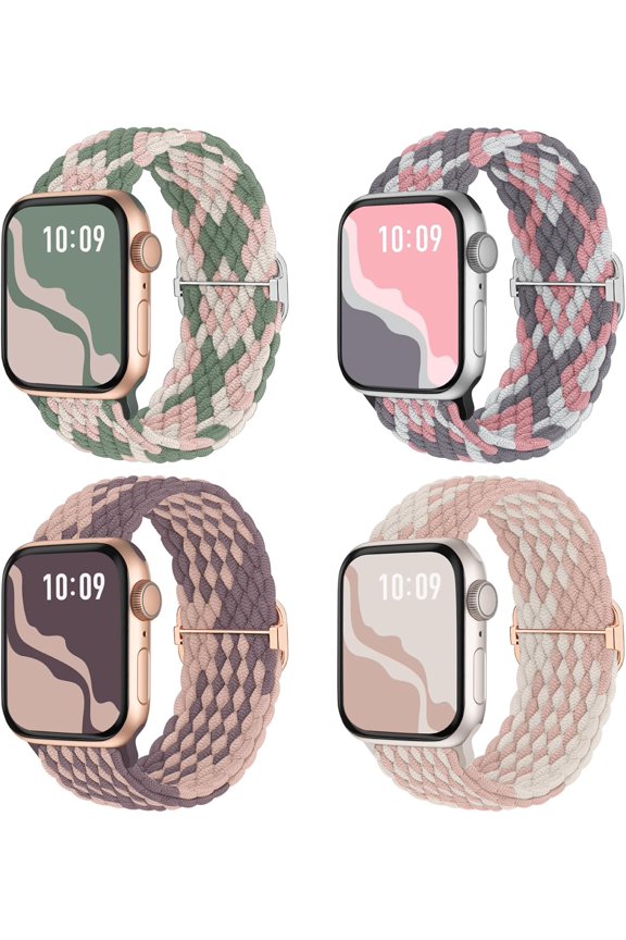 Braided Stretchy Solo Loop Compatible for Apple Watch Band 38mm 40mm 41mm 42mm 44mm 45mm 46mm 49mm for Women Men, Nylon Elastic Straps Wristbands for iWatch Series 10 9 8 7 6 SE 5 4 3 Ultra