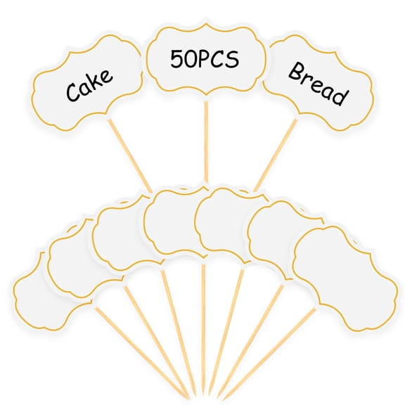 XIHAMA Buffet signs - 50 pieces, Food labels, flags, snacks, wedding, birthday - White
