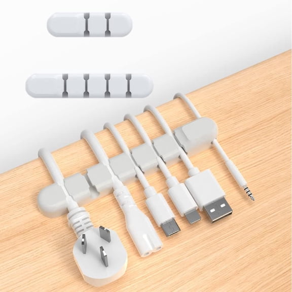 XIHAMA-Cable Holder Clips, 3 Pack Silicone Adhesive Wire Cable Holder, Cable Management Cord Organizer Clips for USB Charging Cable Mouse Wire PC Office Home, White