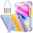thumbnail image 1 of XIHAMA Case Compatible with iPad 10th Generation 10.9 Inch Purple Pink with Glass Screen Protector 2022 | Cute Kids Girls Case with Pencil Holder+Stand+Shoulder Strap for iPad 10th Gen | Colorful, 1 of 7