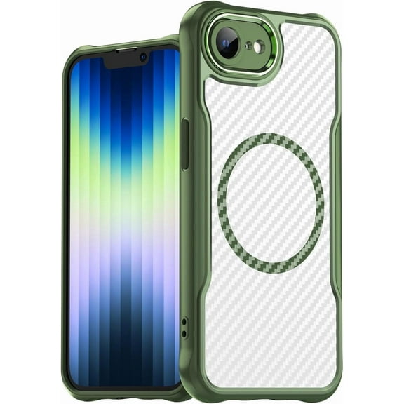 XIHAMA Case for iPhone 16E, Full-Body Rugged Carbon Fibre Protective Clear Back Hybrid Magnetic with Wireless Charge Shockproof Protector Phone Case for iPhone SE 4th/iPhone 16E,6.1" 2025