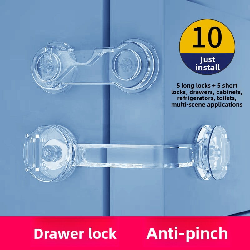 XIHAMA Child safety lock - 10 pieces, Adjustable transparent (5 short + 5 long) for refrigerator