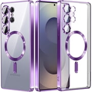 XIHAMA Compatible with Samsung Galaxy S26 Ultra/Galaxy S25/S24 Case, Soft TPU Electroplated Frame Cover with Clear Back, Drop Tested Protective Full Body Case, Thin Light Slim