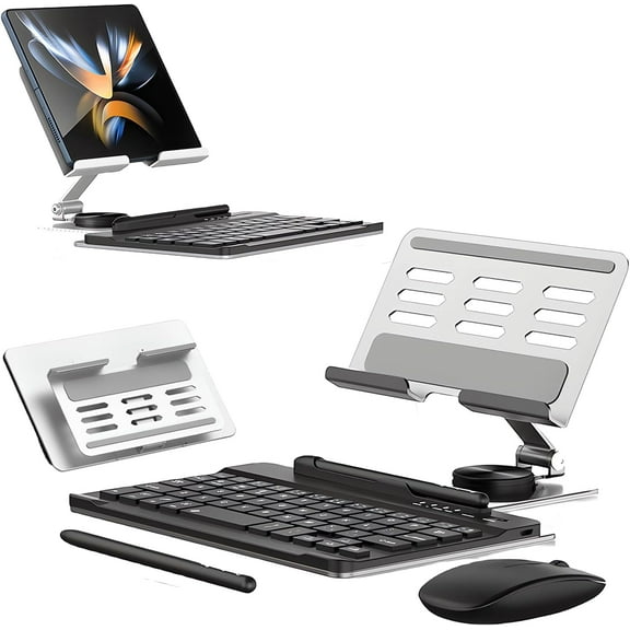 XIHAMA Compatible for Samsung Galaxy Z Fold 6 5 4 Stand and Keyboard Mouse, Portable Mini Bluetooth Keyboard, Foldable Adjustable Tablet Stand Holder for Desk, with Wireless Mouse and Pen