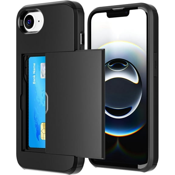 XIHAMA Compatible with iPhone 16E Case with Card Holder [Store 2 Cards] Dual Layer Heavy Duty Protective Case Hidden Card Slot Slim Wallet Case for iPhone 16E 2025 6.1"