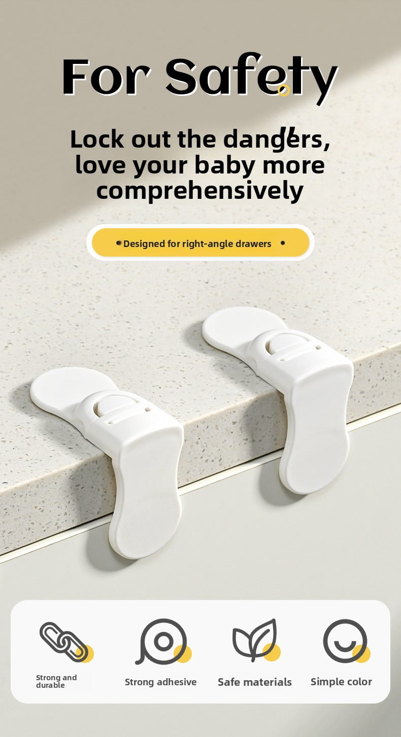 XIHAMA Corner safety lock - 10 pieces, White, multifunctional children's furniture drawer lock