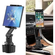 XIHAMA Cup Holder Car Tablet Mount for Car, 360  Adjustable 15" Long 2-Arm Stand Holder for iPad,Samsung Galaxy Tab/Z Fold 4/3, iPhone 15/14/Pro, 4.7-12.9" Tab &Phone