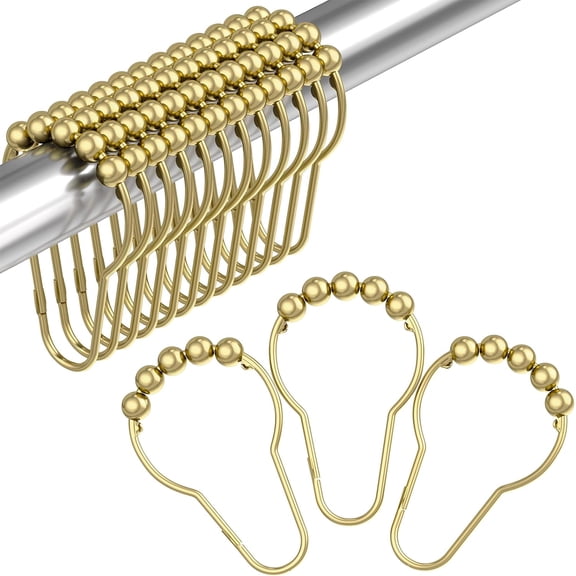 XIHAMA Decorative Shower Curtain Hooks, Shower Curtain Hooks Rust Proof Stainless Steel Shower Curtain Hooks, Shower Hooks for Shower Curtain Bathroom 12PCS