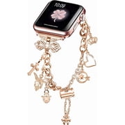 XIHAMA Dressy Charm Bracelet Watch Band for Women, Interchangeable Charm Strap Compatible with Apple Watch Ultra 38mm 40mm 41mm 42mm 44mm 45mm 46mm 49mm Series 1-11