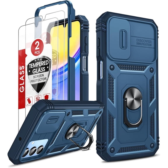 XIHAMA  for Galaxy A15-5G Phone Case: Galaxy A15 5G Screen Protector Scratch Resistant [2 Packs] with A15 Case, Heavy Duty Shockproof para Basic Android Galaxy Phone Case A 15