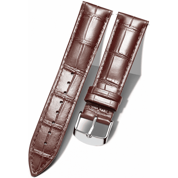 XIHAMA Genuine Leather Replacement Watch Band Multicolor Waterproof for Men Women, Brown (17mm)