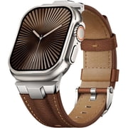 XIHAMA Genuine Leather Watch Strap, Replacement Band Compatible with Apple Watch 38/40/41/42/44/45/46/49mm, iWatch Series 1-11, SE 1-3, Ultra 1-3