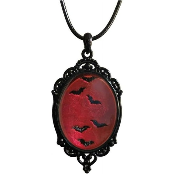 XIHAMA Gothic Bat Glass Pendant Necklace for Women Vintage Gothic Rope Chain Witch Bat Choker Dark Punk Style Necklace Victoria Emboss Necklace Mystic Witch Jewelry Accessories