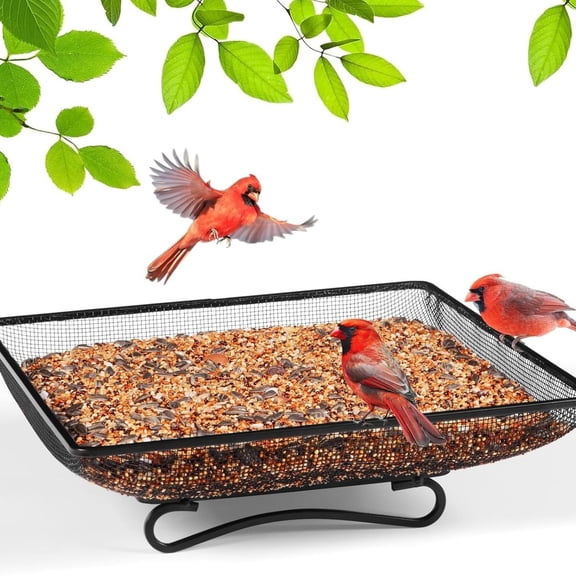 XIHAMA Ground Metal Mesh Bird Platform Feeder