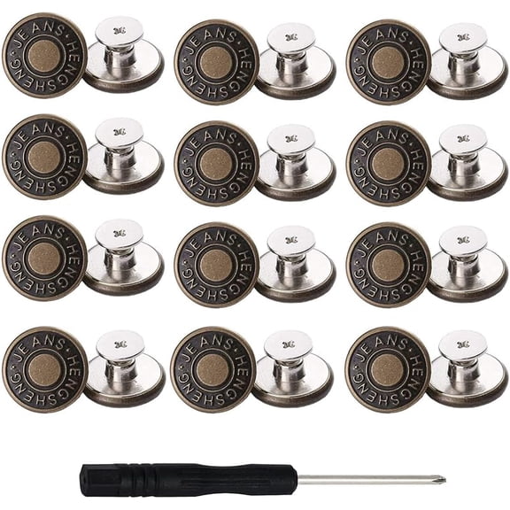 XIHAMA Instant jeans buttons - 12 pieces, no sewing required for denim