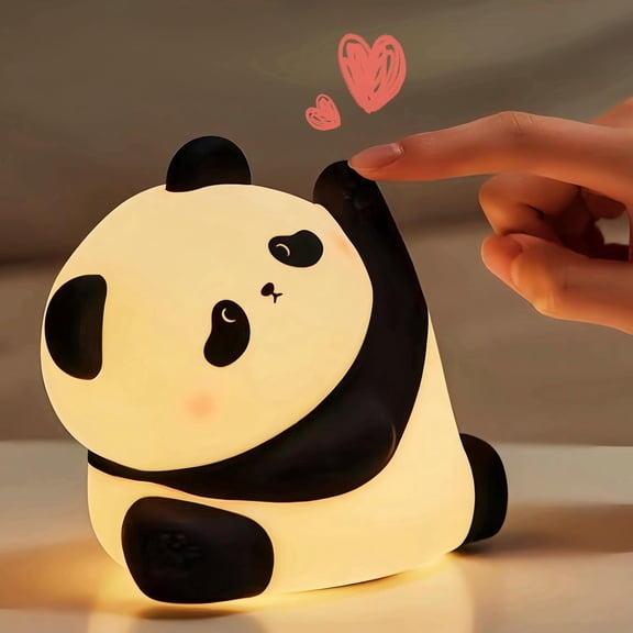XIHAMA Kungfu Pose Panda Night Light, LED Squishy Novelty Animal Cute Lamp, Food Grade Silicone Nightlight, 3 Level Dimmable, Light Up Panda Decor for Room College Dorm, Funny Gifts